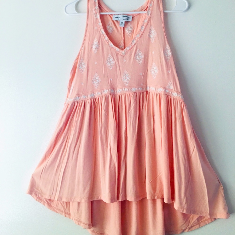 Torrid size 00 super soft hi-low babydoll sleeveless blouse